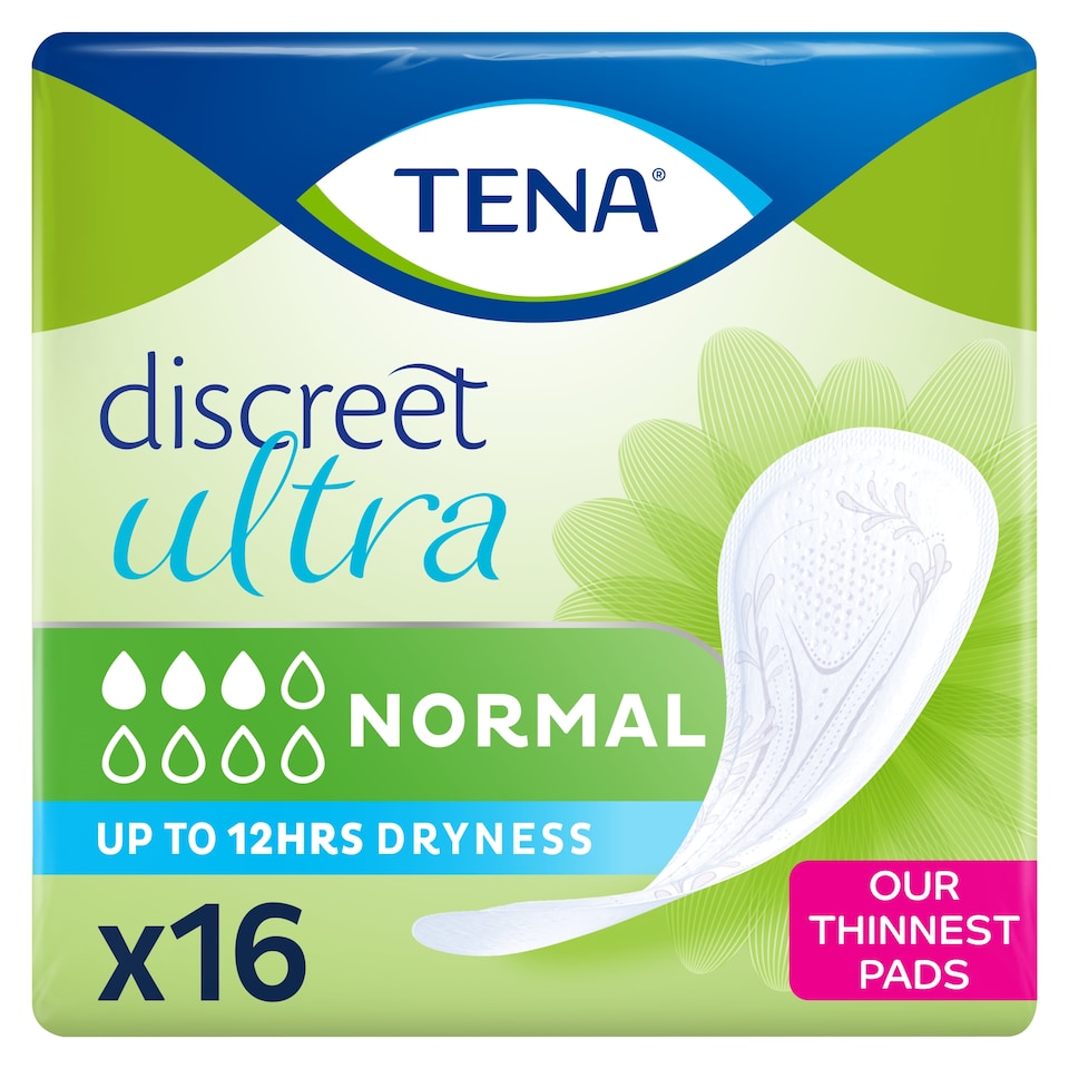 image 1 of TENA Discreet Ultra Normal Thin Incontinence Pads 16 Pack