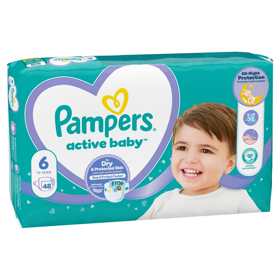 Pampers Active Baby Pelenka, Méret: 6, 48 db Pelenka, 13kg-18kg  1. kép