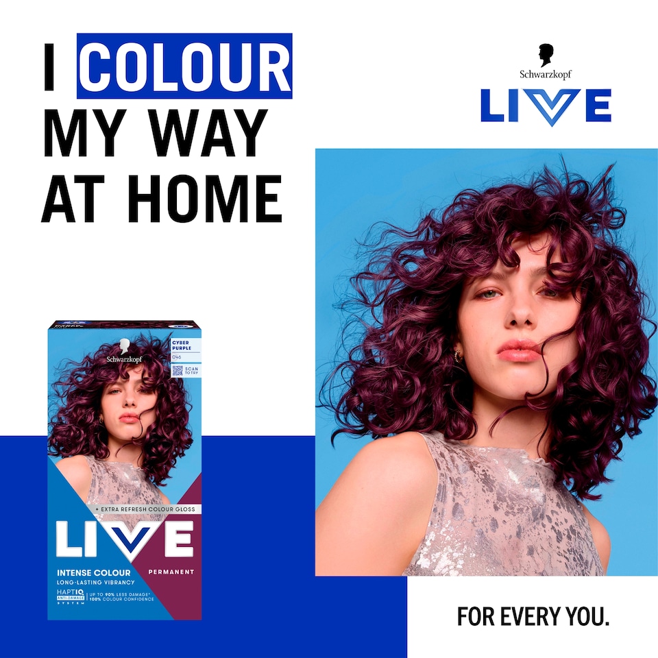 image 1 of Schwarzkopf LIVE Intense Colour 046 Cyber Purple Permanent Hair Dye