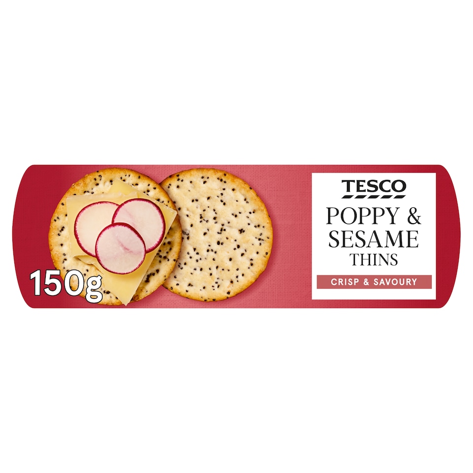 Tesco Poppy & Sesame Thins 150g