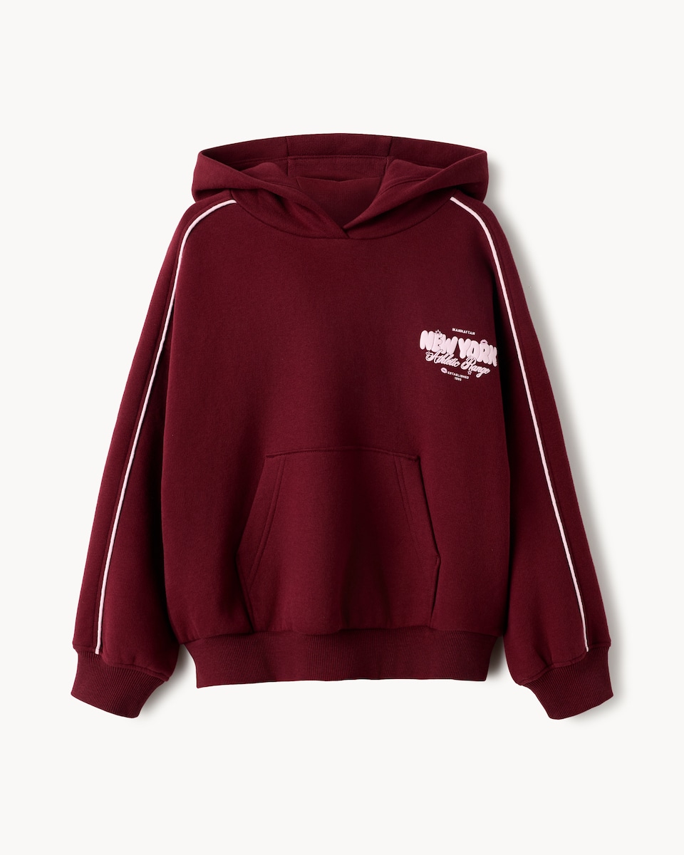 image 1 of F&F Girls Cotton Rich Co-ord Hoodie in Berry