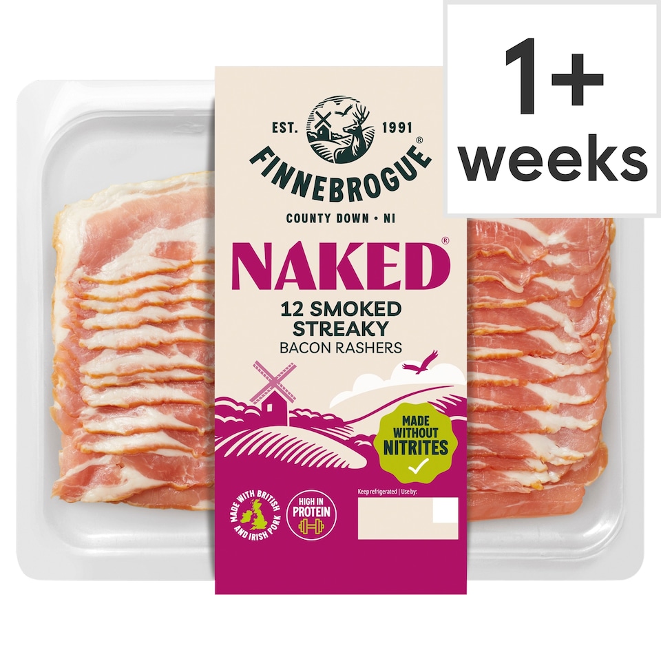 Finne Brogue Smoked 12 Naked Streaky Bacon 200G