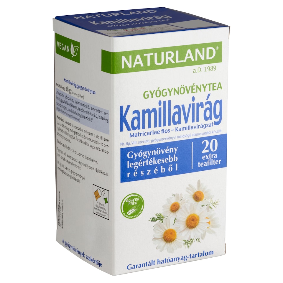 Naturland kamillavirág gyógynövénytea 20 filter 28 g  1. kép