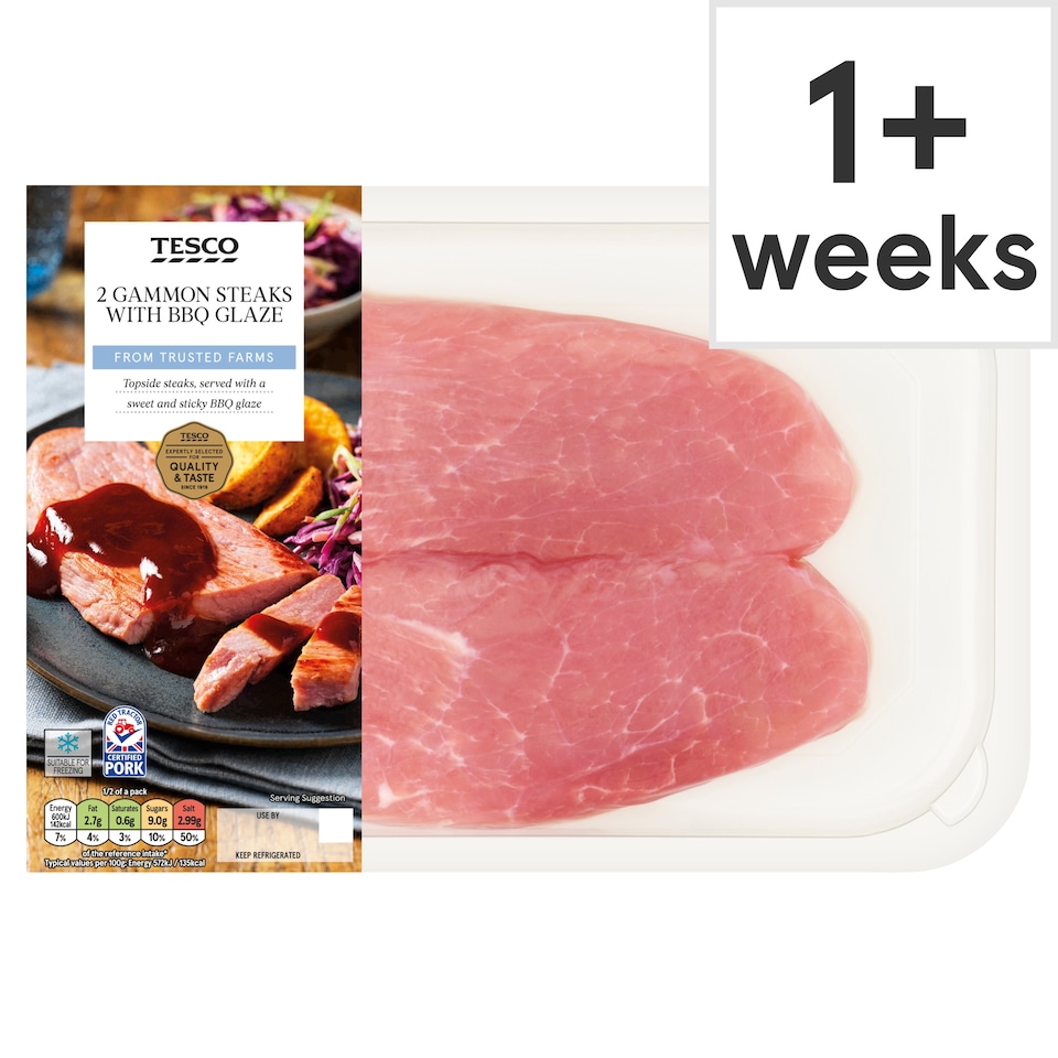 Tesco 2 Gammon Steaks with BBQ Glaze 300g
