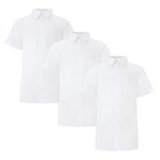 F&F School Boys 2-Pack Cotton Blend Regular Fit Short Sleeved Shirts in White