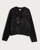 image 4 of F&F Girls Fluffy Bow Detail Cardigan in Black