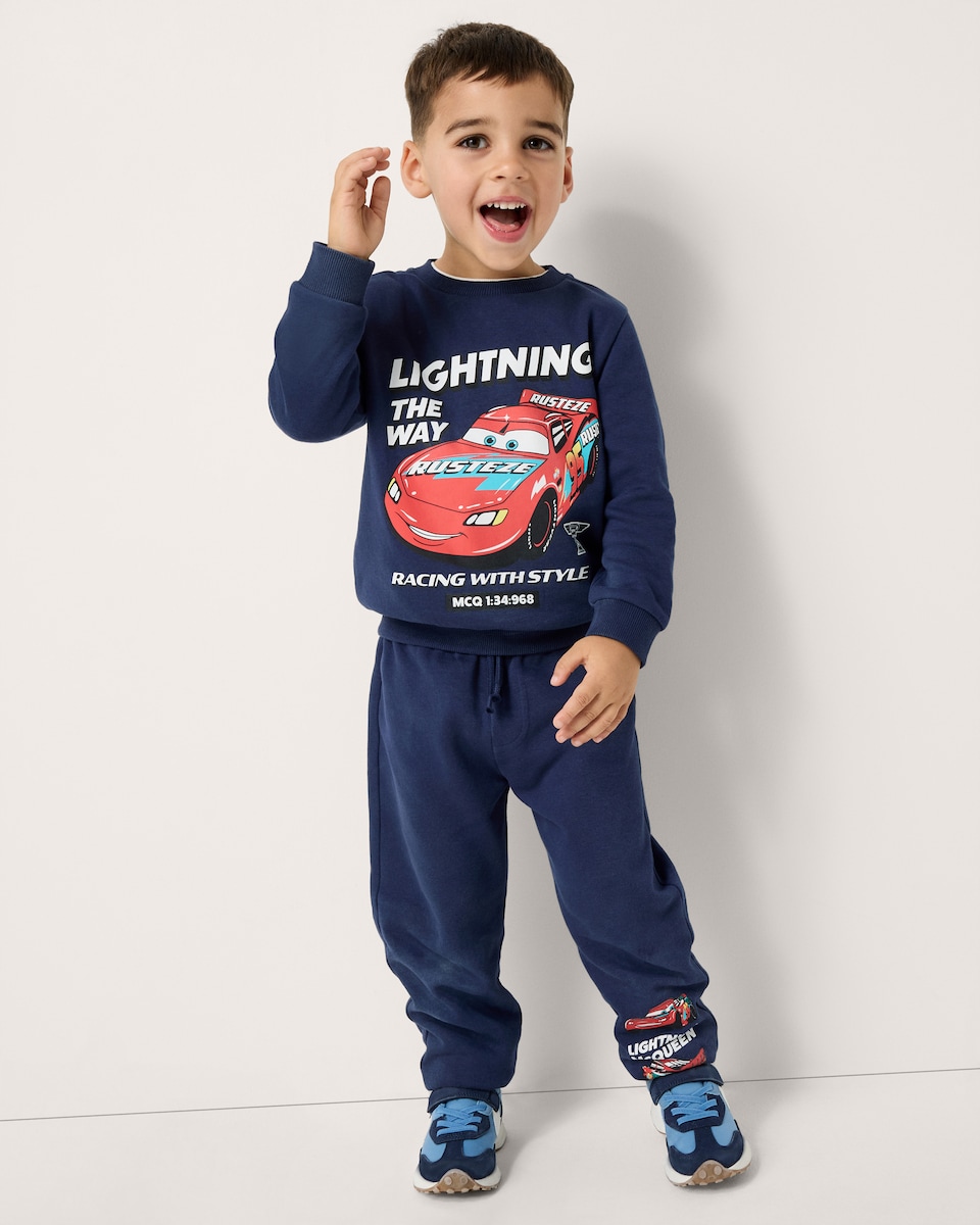 image 1 of Disney Lightning McQueen Cotton Rich Sweatshirt in Navy