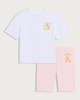 image 4 of Tweety Pie 2-Piece Pure Cotton T-Shirt and Cycling Shorts Set in Multi White