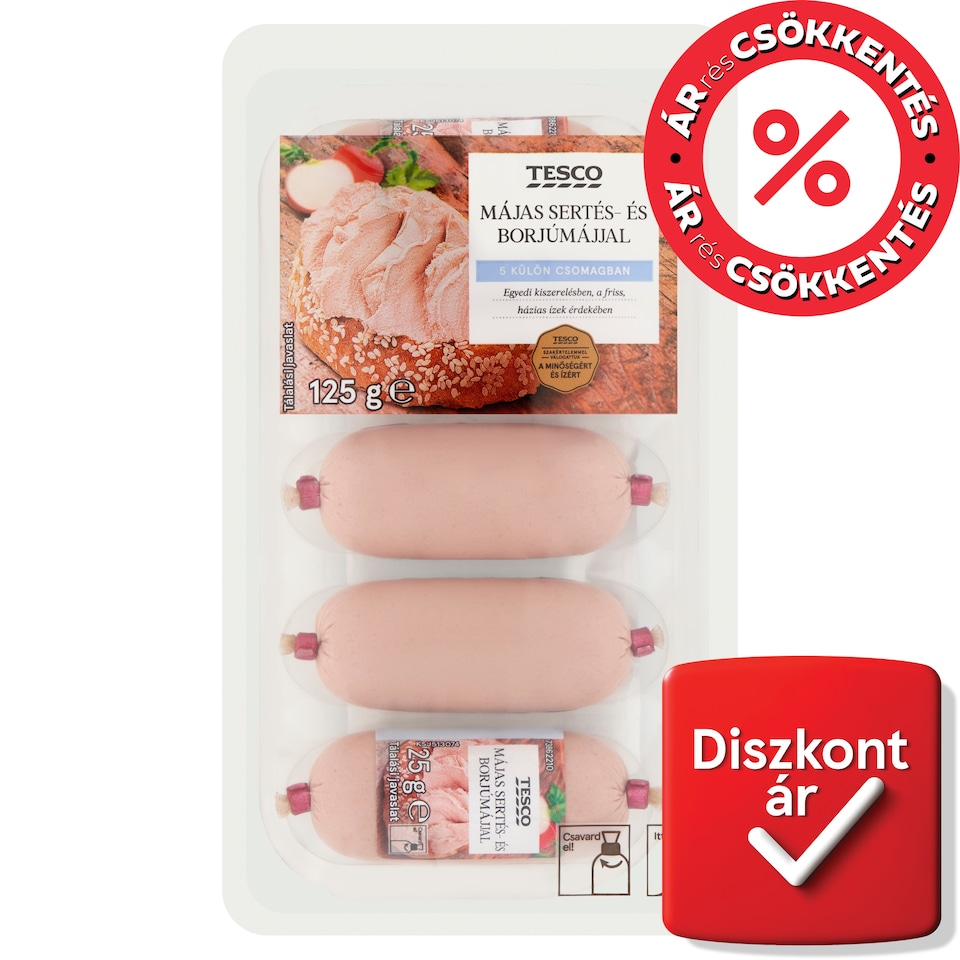 Tesco májas sertés- és borjúmájjal 5 x 25 g (125 g)