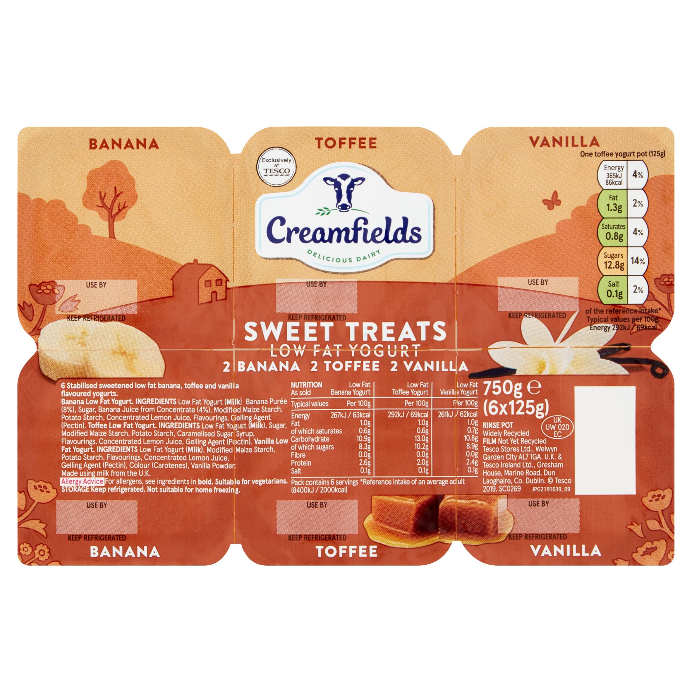 Creamfields Low Fat Sweet Treats Yogurt 6X125g