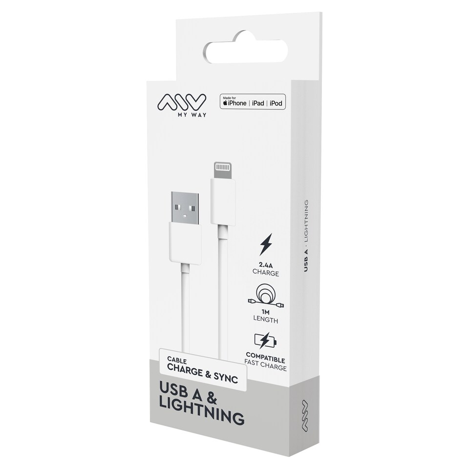 Myway Cable Usb To Lightning Mfi 1M White