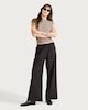 image 2 of F&F Pinstripe Wide Leg Drawstring Trousers in Chocolate