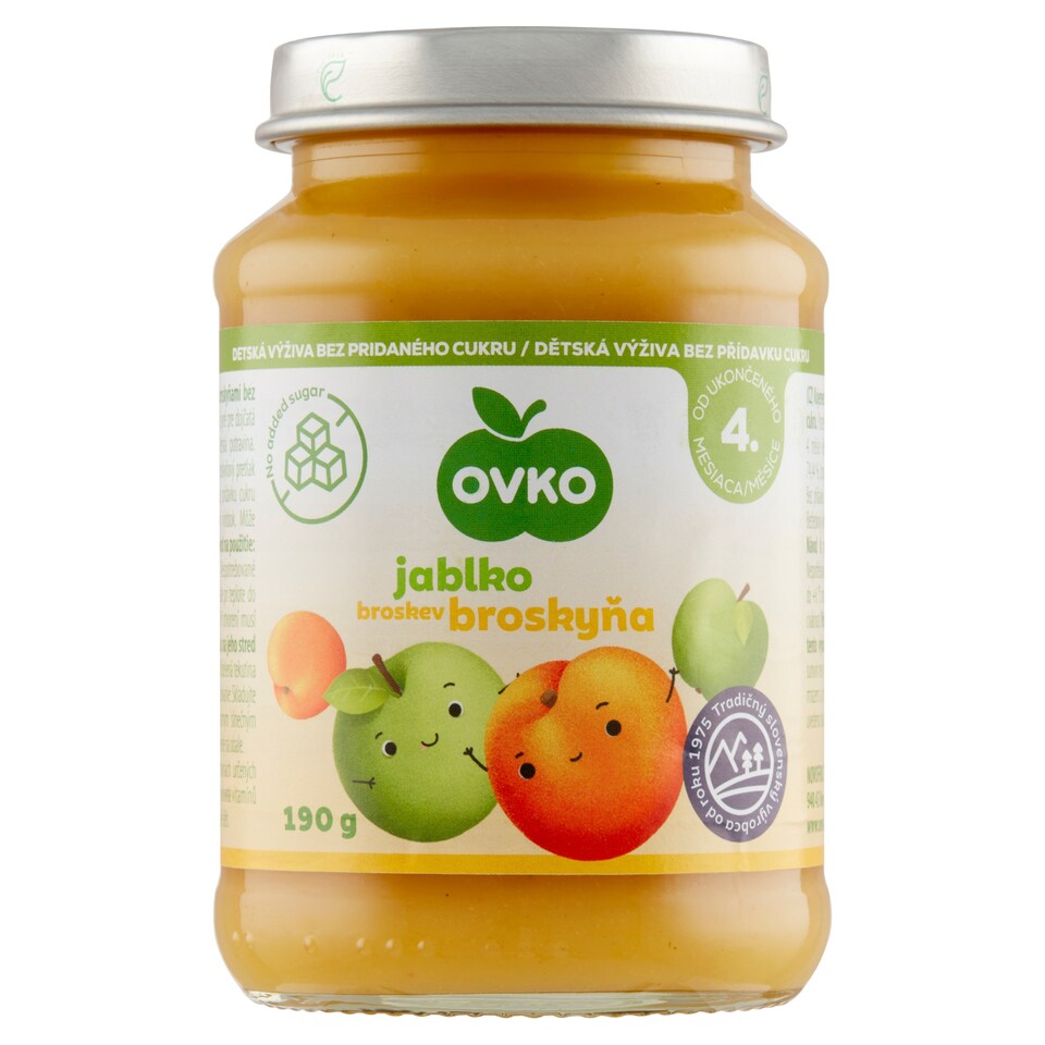 obrázok 1 z OVKO Dojčenská výživa jablko broskyňa bez pridaného cukru 190 g