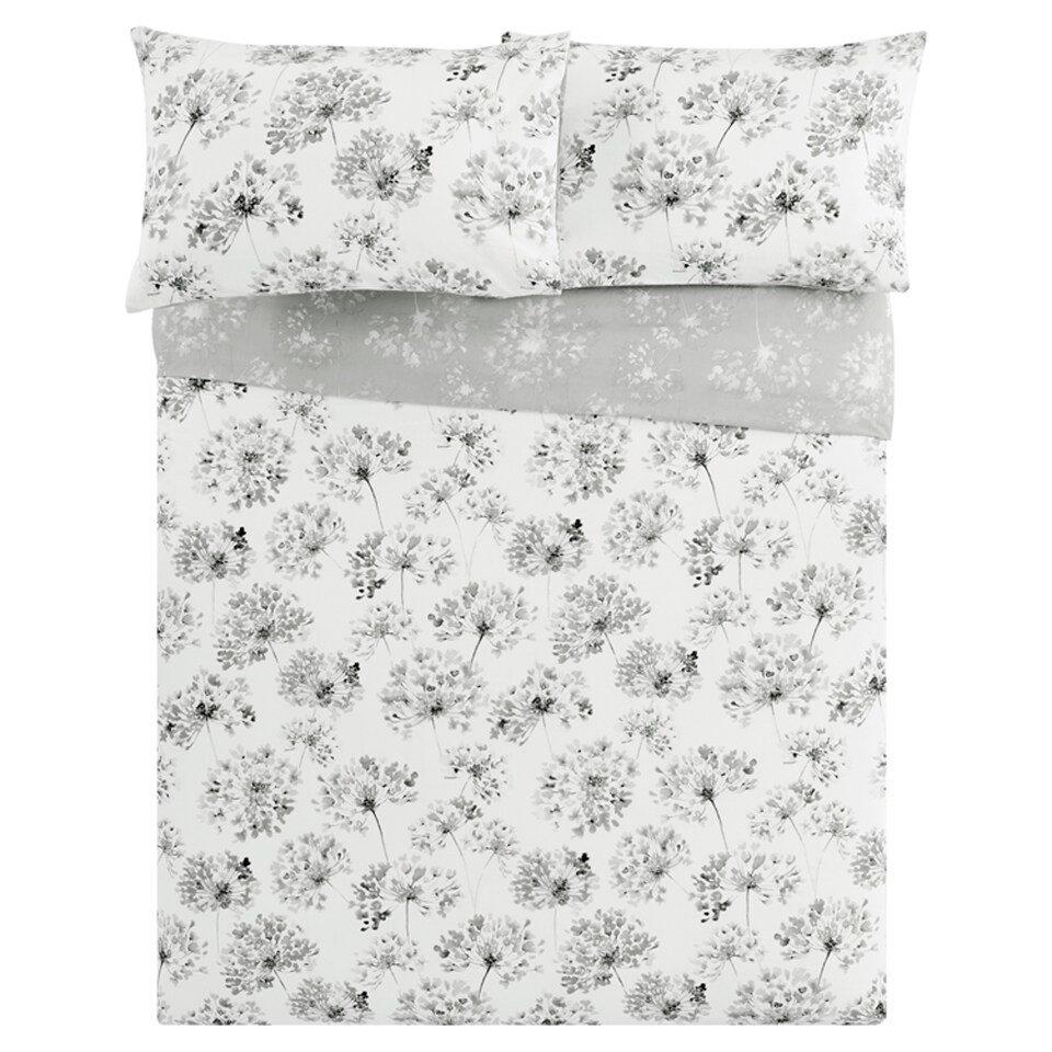 Tesco Grey Allium Duvet Set Single