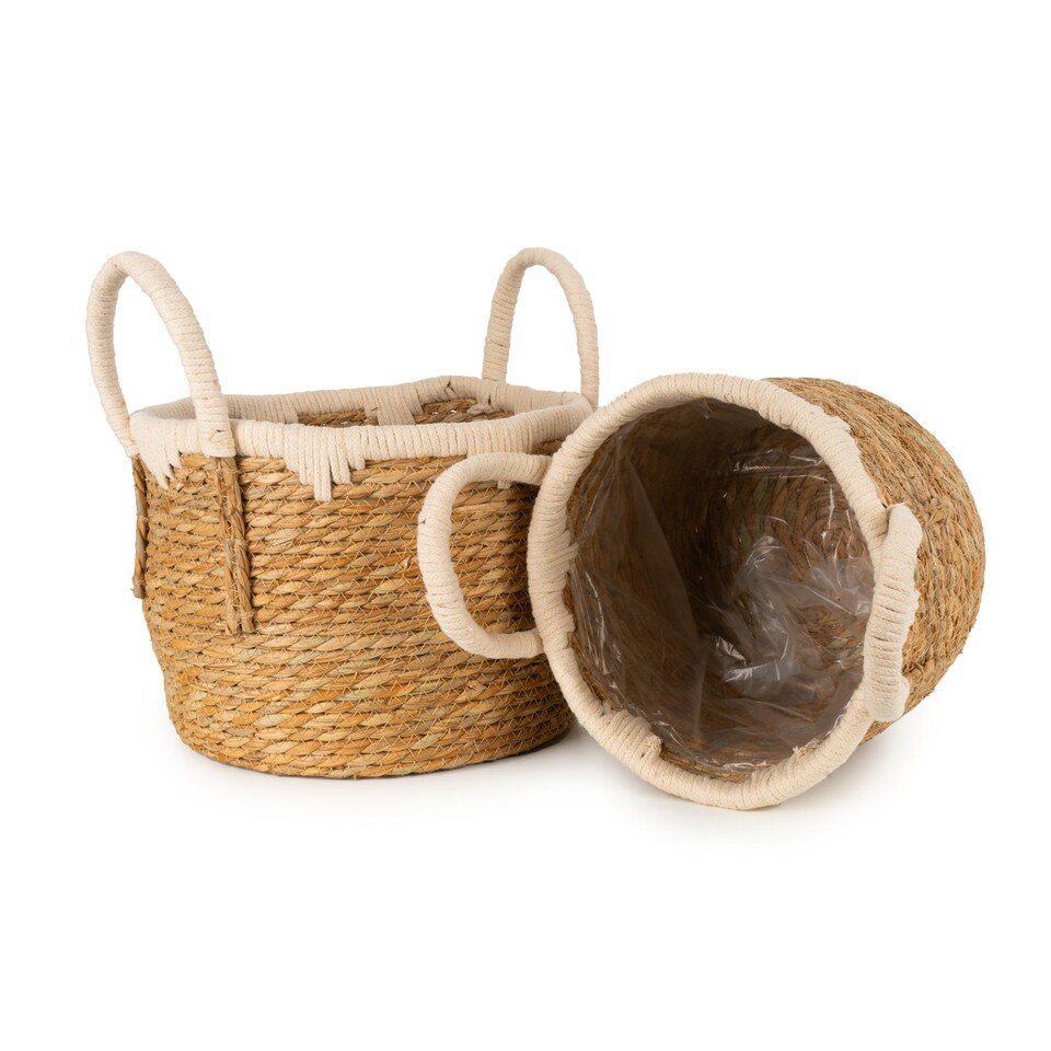 Candlelight Rope Handled Basket Set X2