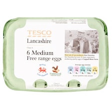Tesco Lancashire Free Range Eggs Medium Box Of