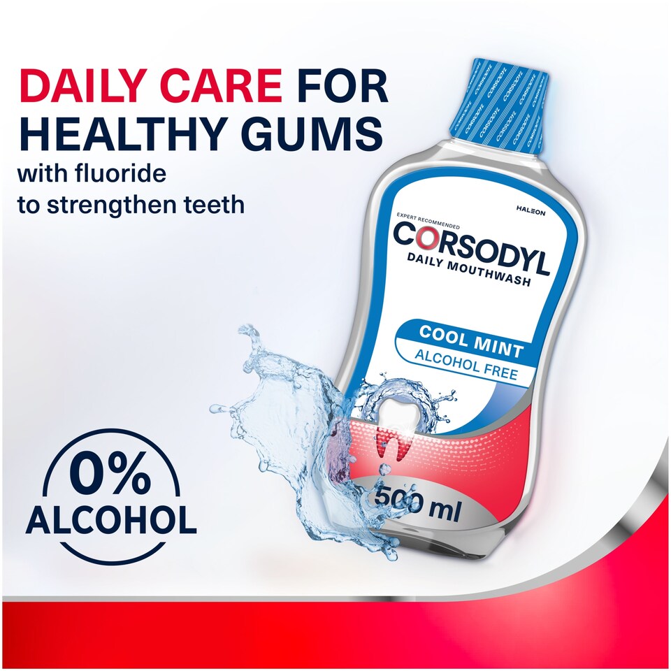 image 1 of Corsodyl Cool Mint Gum Care Alcohol Free 500Ml