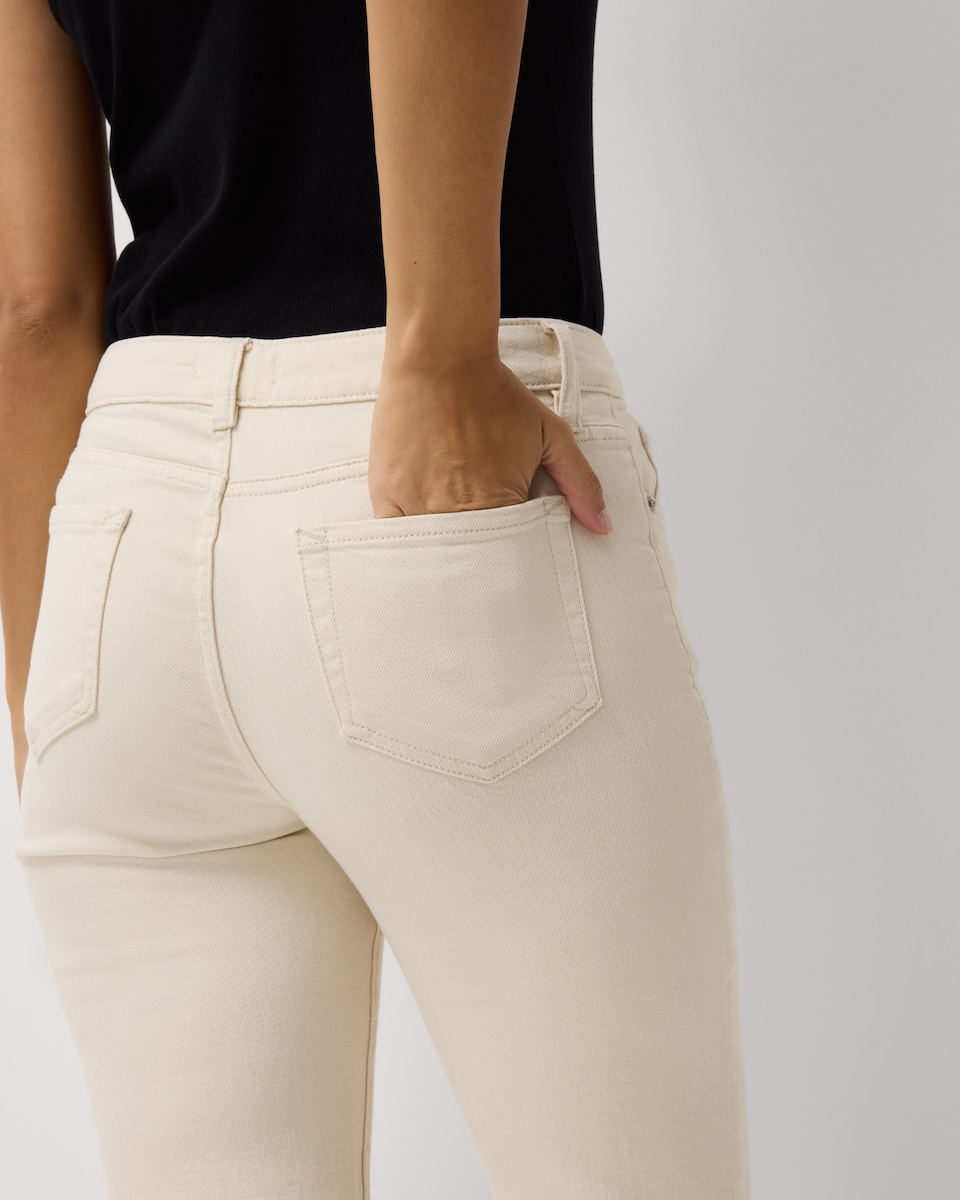 image 1 of F&F Mid Rise Bootcut Jeans in Cream