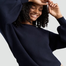F&F Ribbed Crew Neck Batwing Sleeved Jumper in Navy