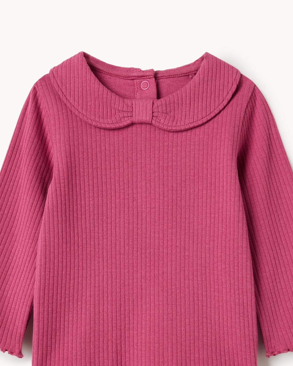 image 1 of F&F Baby 3-Pack Cotton Rich Printed Long Sleeved Tops in Pink