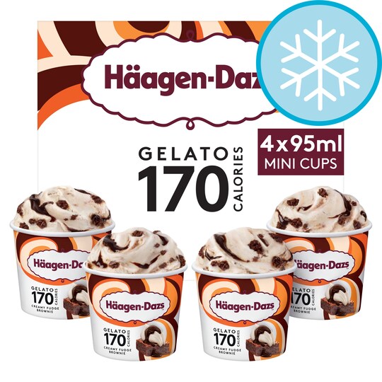 Haagen Dazs Creamy Fudge Brownie Mini Gelato 4X95ml Tesco Groceries