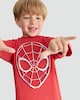 image 1 of Marvel Spider-Man Embossed Print Pure Cotton Top in Red