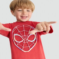 Marvel Spider-Man Embossed Print Pure Cotton Top in Red