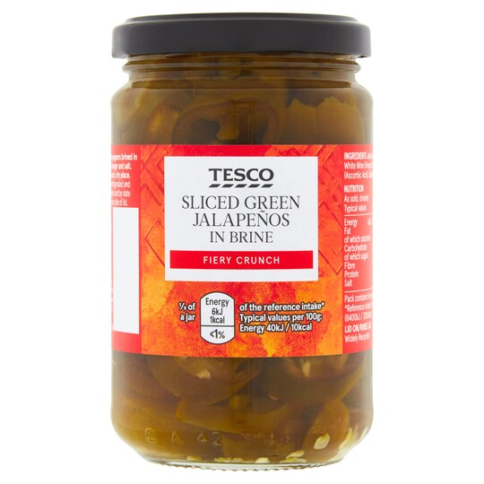 Tesco Sliced Green Jalapenos In Brine 300G Tesco Groceries
