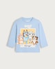 image 4 of Bluey Pure Cotton Hooray Slogan Long Sleeved Top in Blue