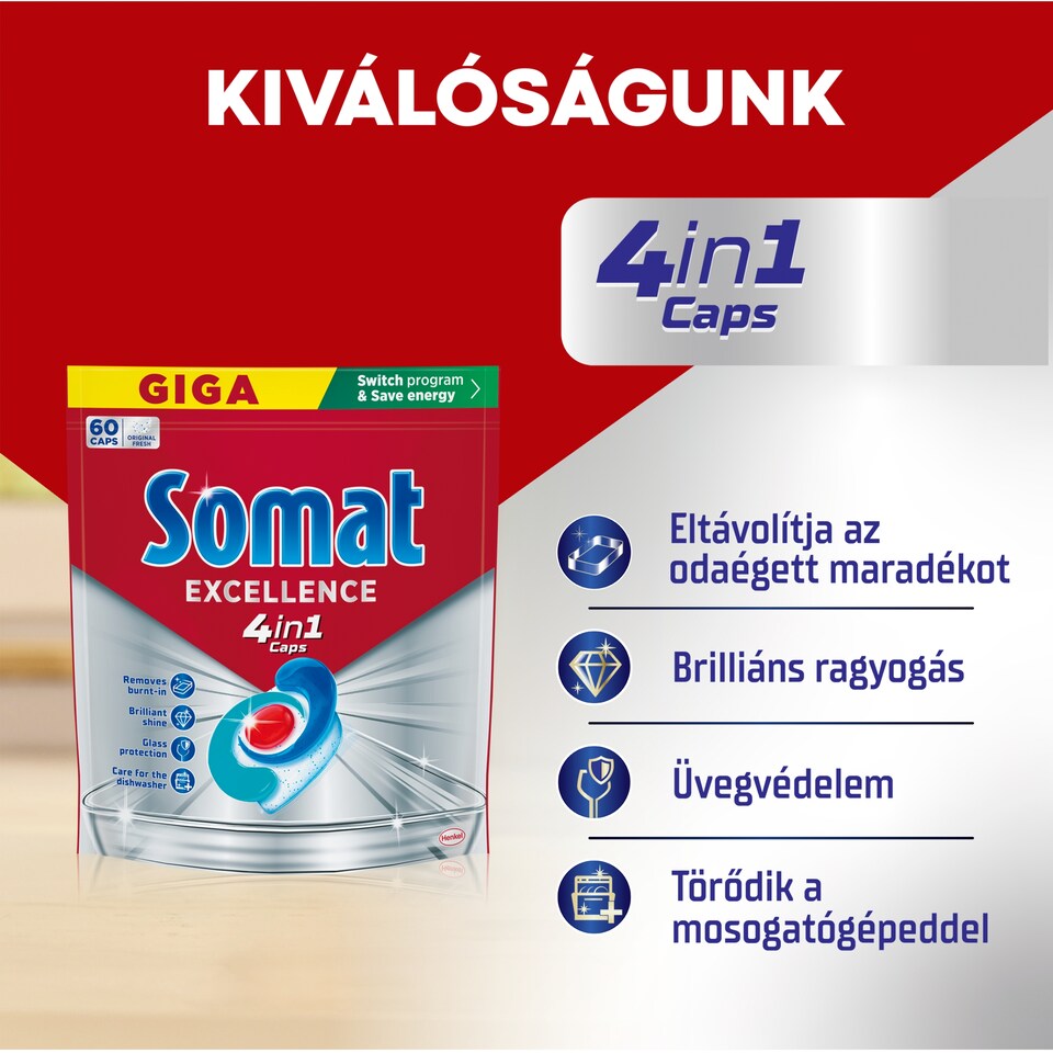 Somat 4in1 Excellence mosogatógép kapszula 60 db  1. kép