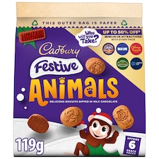 Cadbury Animals Festive Chocolate Covered Mini Biscuits 119g