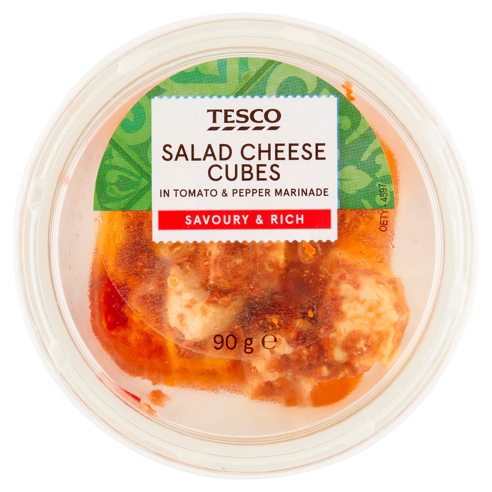 Tesco Salad cheese cubes in tomato & pepper marinade 90g