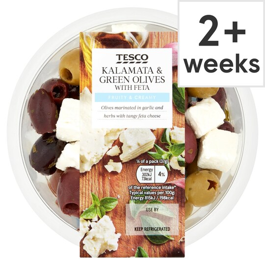 Tesco Kalamata & Green Olives With Feta 150G Tesco Groceries