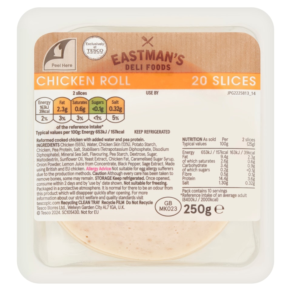 Eastmans Cooked Chicken Roll Slices 250g