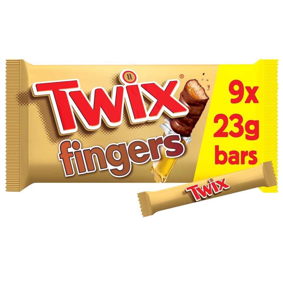 Twix Caramel & Milk Chocolate Fingers Biscuit Bars Multipack, 9 Pack 207g