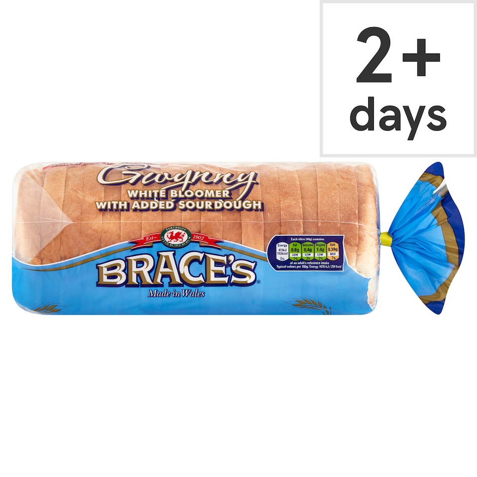 Brace's Gwynny White Bloomer Sliced Bread with Added Sourdough 800g