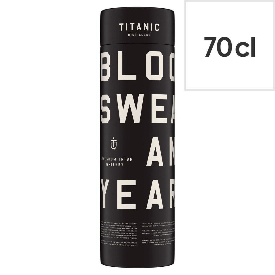 image 1 of Titanic Distillers Irish Whiskey Blood Sweat & Years 70Cl