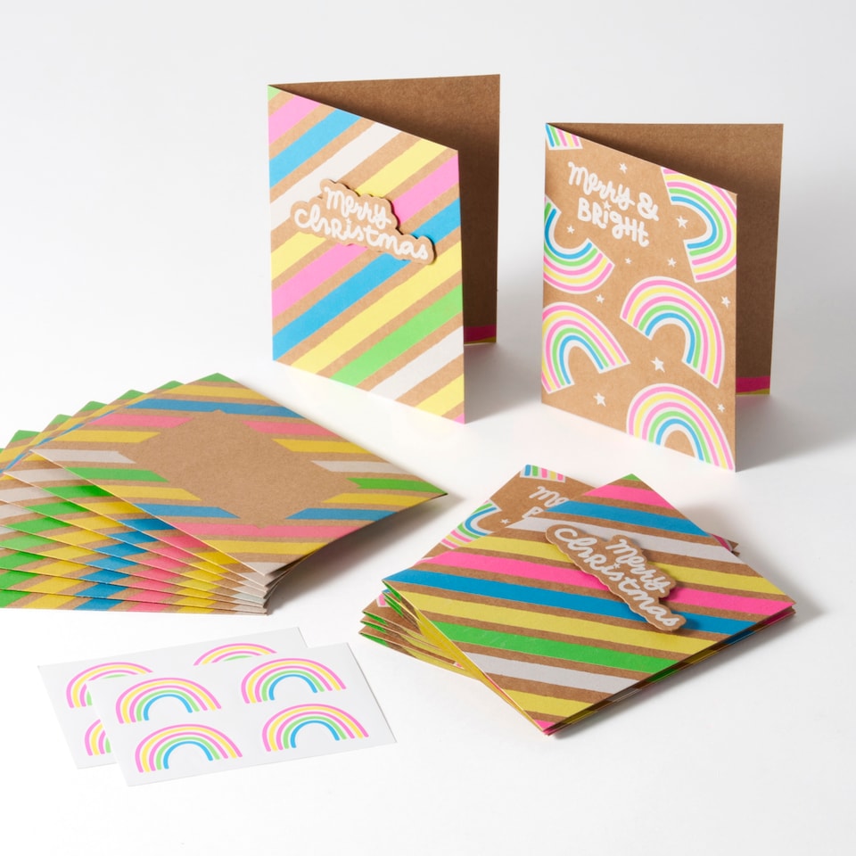 image 1 of Paperchase Neon Christmas Box of 8 Christmas Cards