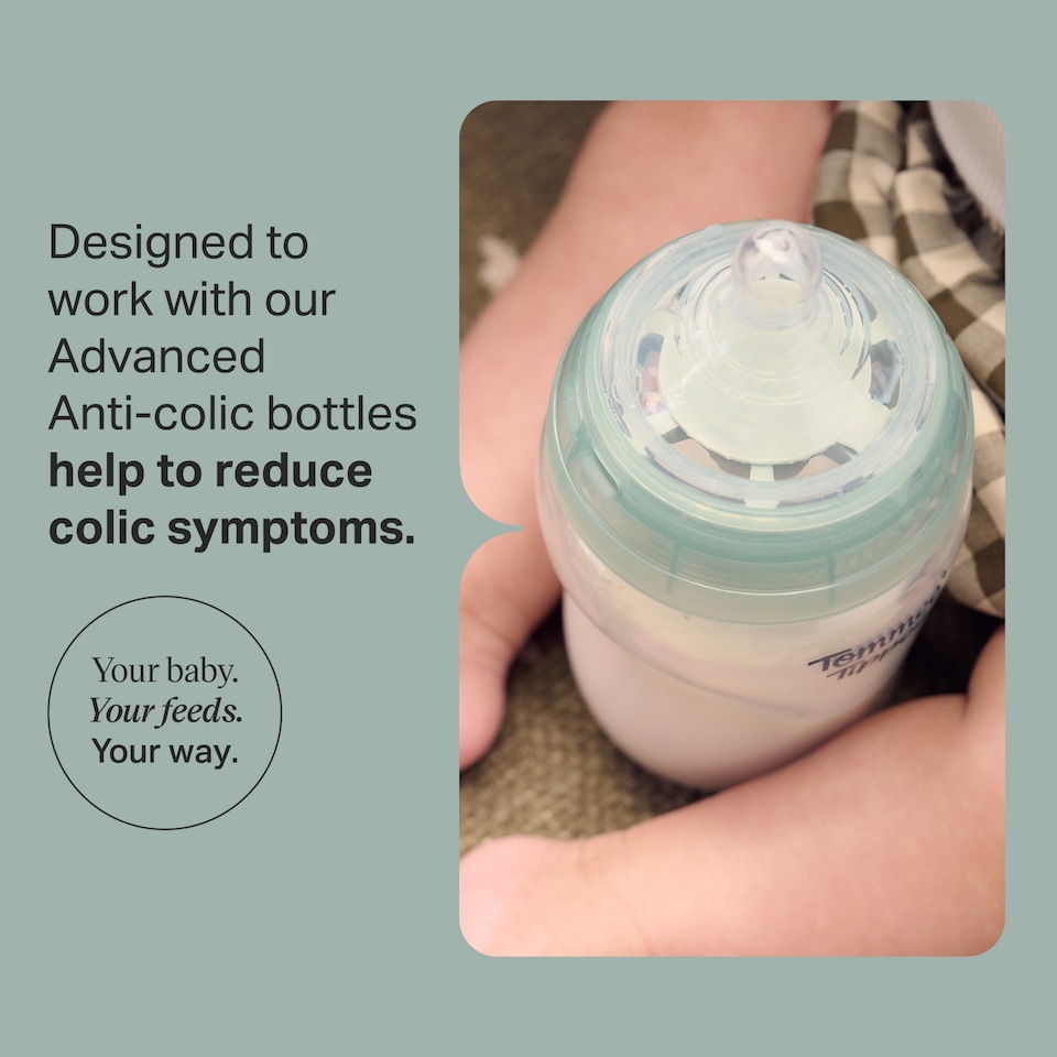 image 1 of Tommee Tippee Advanced Anti-Colic Baby Bottle Teats Medium Flow 3m+ 2 Pack