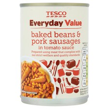 Tesco Every Day Value Beans & Sausages 405G