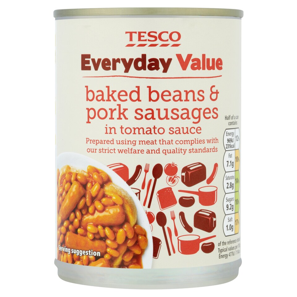 Tesco Every Day Value Beans & Sausages 405G