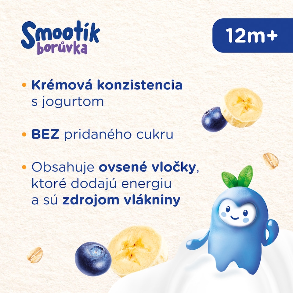 obrázok 1 z Sunar Smootík detská kapsička čučoriedka, jogurt, ovsené vločky 12m+, 120 g