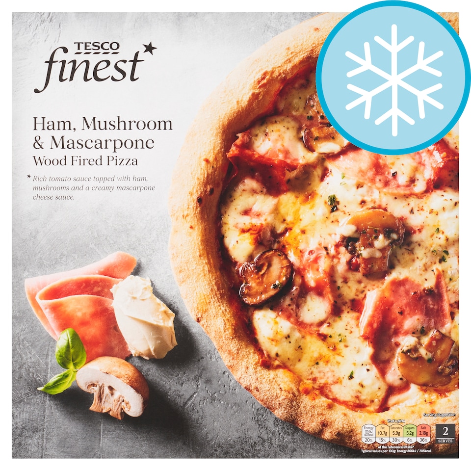 Tesco Finest Wood Fired Pizza - Ham, Mushroom & Mascarpone 430g