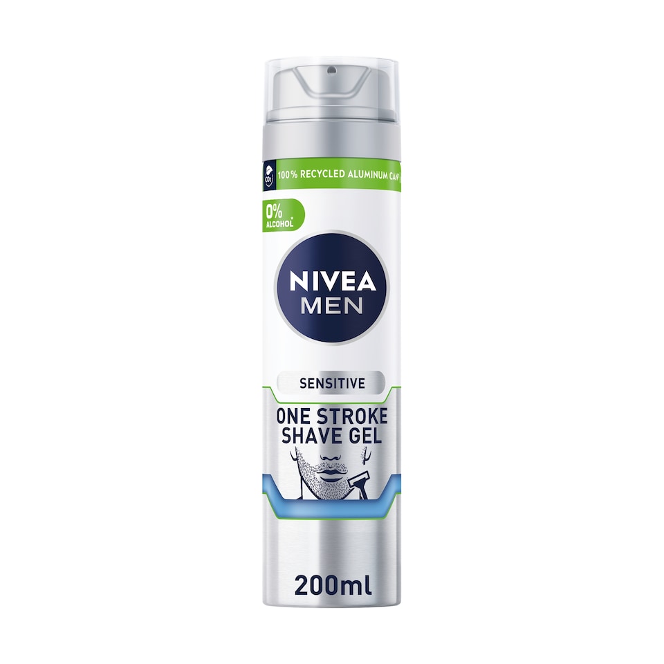 image 1 of Nivea Mens Sensitive One Stroke Shave Gel 200Ml