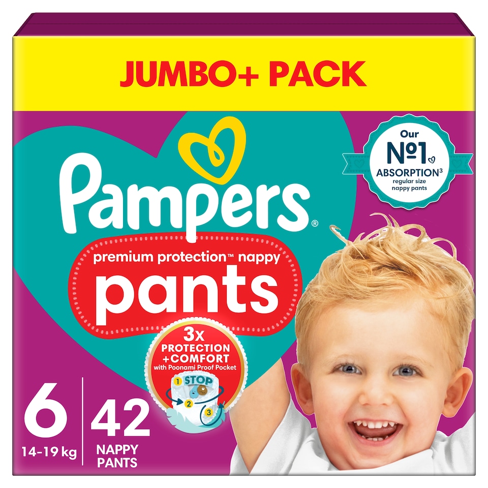 image 1 of Pampers Premium Protection 42 Nappy Pants Size 6