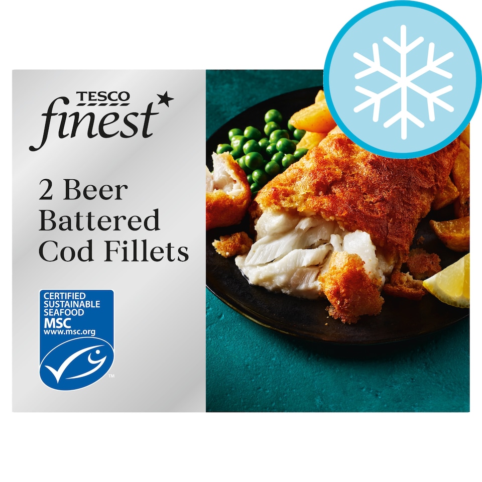 Tesco Finest 2 Beer Battered Cod Fillets 300g