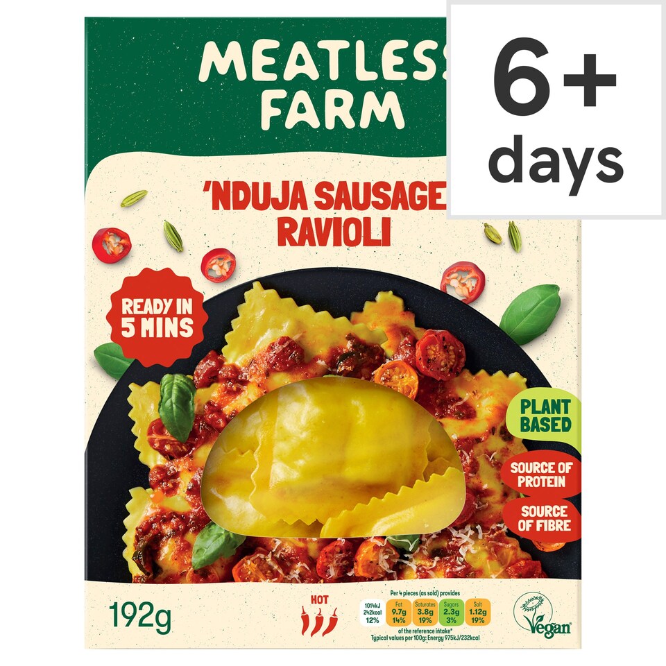 Meatless Farm NoDuja Ravioli 192g Tesco Groceries