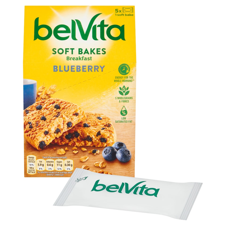image 1 of BelVita Breakfast Soft Bakes Blueberry 5 Pack 250g