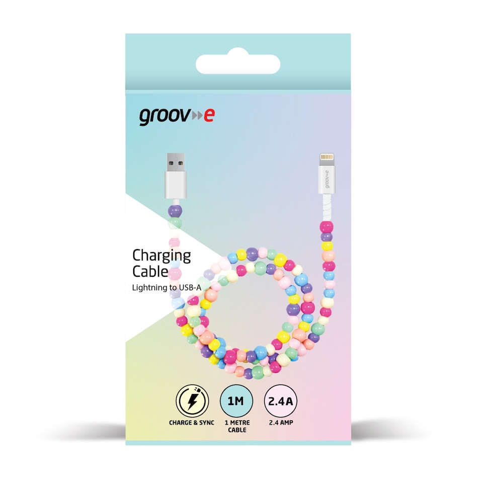 image 1 of GROOVE CHARGING CABLE LIGHTNING TO USB-A BEADED