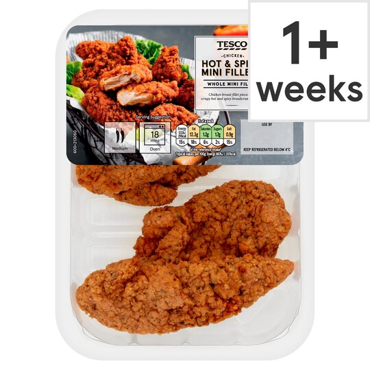Tesco Hot & Spicy Breaded Chicken Mini Fillets 305G Tesco Groceries